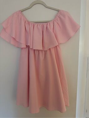 Buddy Basics Pink Ruffle Off-Shoulder Dress